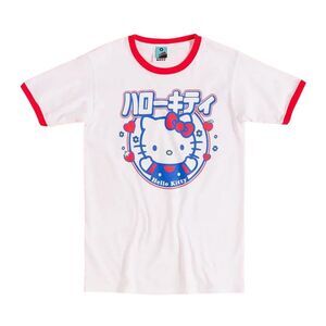 Hello Kitty Unisex Adult Japanese Ringer T-Shirt / White